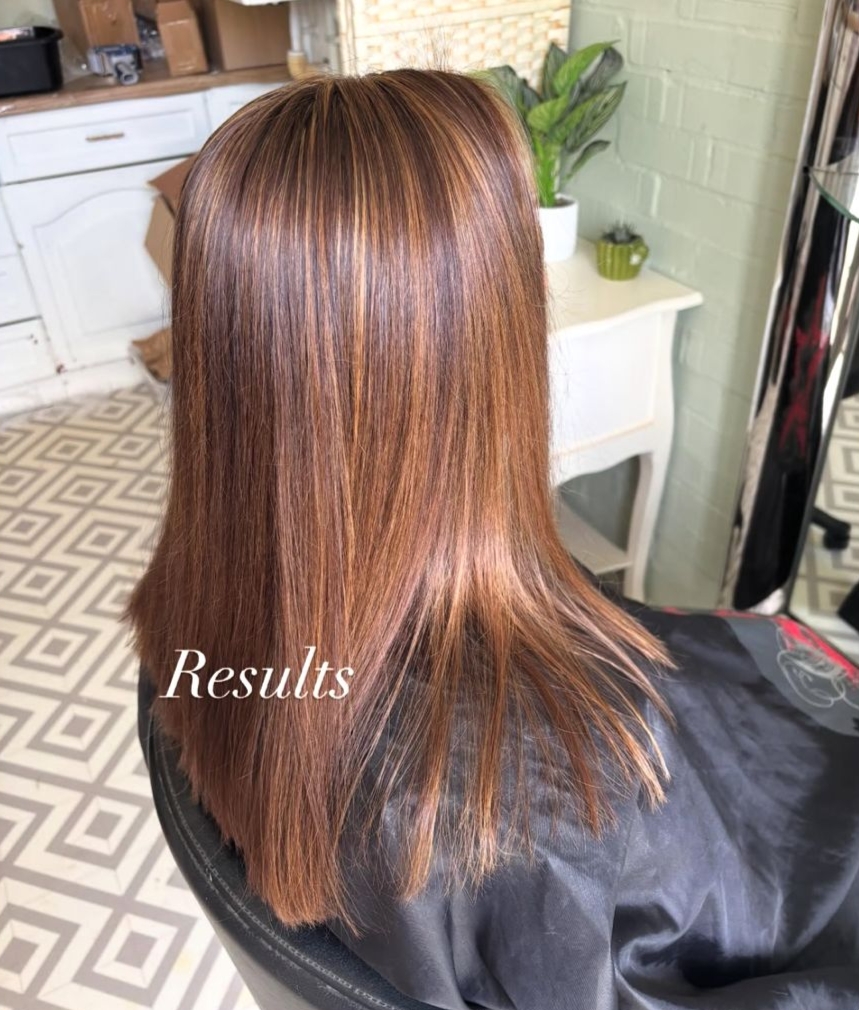 Auburn balayage hair result